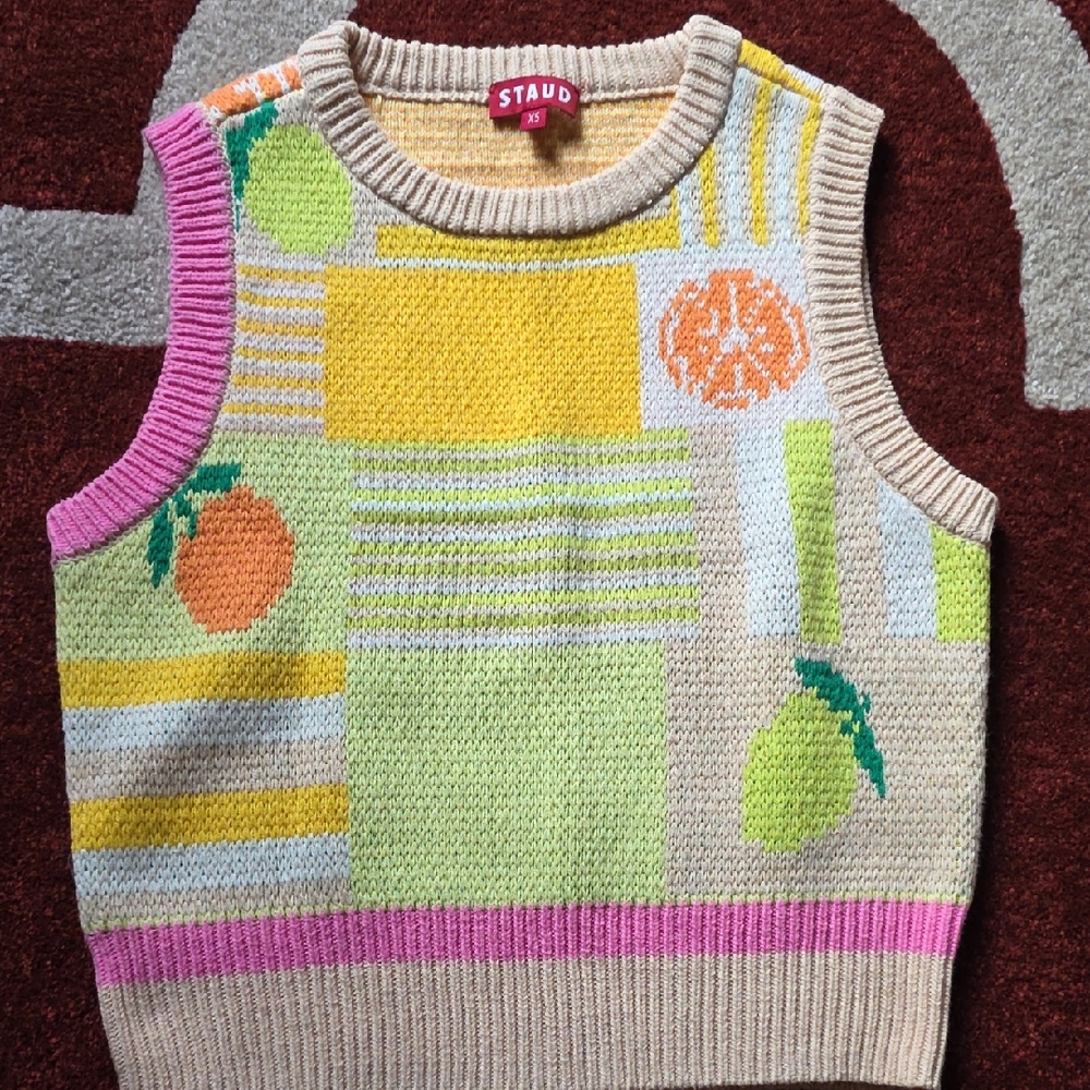STAUD Multicolor Knit Sweater Vest
